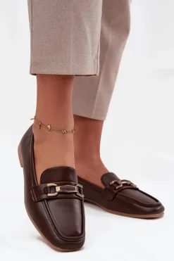 Discount Boto Półbuty Loafersy Damskie Z Ozdobą Brązowe Priscelle Brązowy