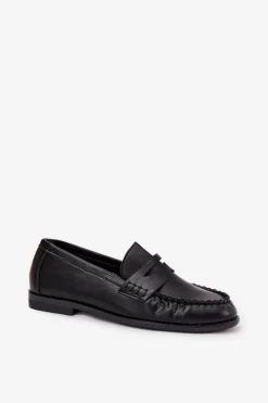 Outlet Półbuty Loafersy Damskie Z Eko Skóry Czarne Lilith Damskie Loafersy Damskie|Mokasyny Płaskie
