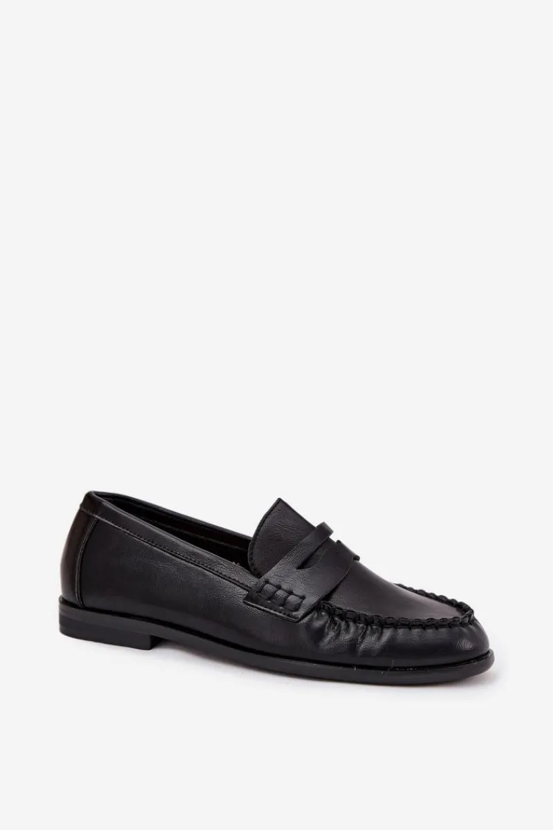 Outlet Półbuty Loafersy Damskie Z Eko Skóry Czarne Lilith Damskie Loafersy Damskie|Mokasyny Płaskie