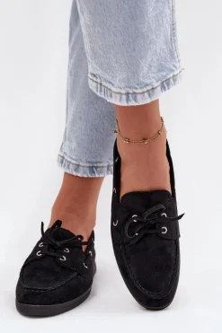 Online Półbuty Mokasyny Damskie Z Wiązaniem Czarne Calivra Damskie Loafersy Damskie|Mokasyny Płaskie