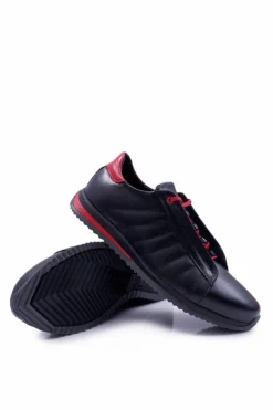 Discount Boto Półbuty Męskie Bednarek Skórzane Sportowe Czarne Geos