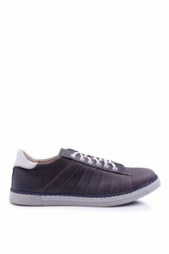 Sale Półbuty Męskie Bednarek Skórzane Sportowe Szare Salvatore Męskie Bednarek Polish Shoes|Półbuty Casual