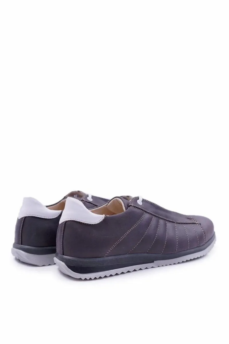 Półbuty Męskie Bednarek Skórzane Sportowe Szare Geos Męskie Bednarek Polish Shoes|Półbuty Casual