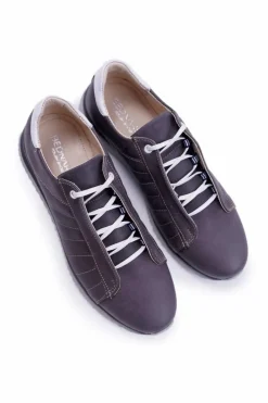 Półbuty Męskie Bednarek Skórzane Sportowe Szare Geos Męskie Bednarek Polish Shoes|Półbuty Casual