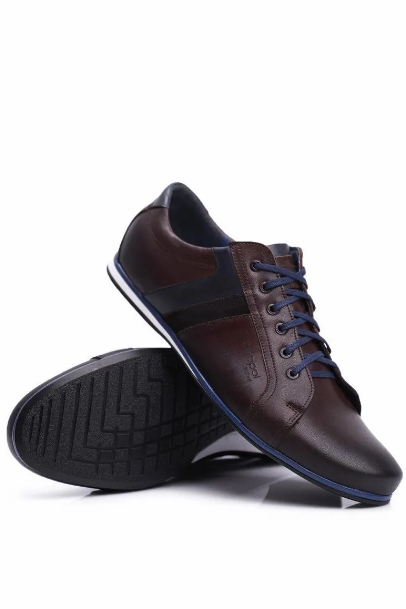 Sale Boto Półbuty Męskie Casual Skórzane Nikopol Brązowe 1721