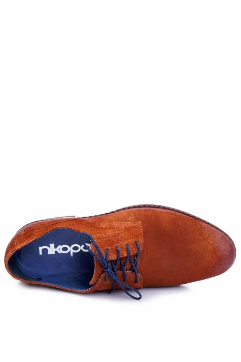 New Półbuty Męskie Casual Skórzane Nikopol Camel Lajos Męskie Półbuty Casual