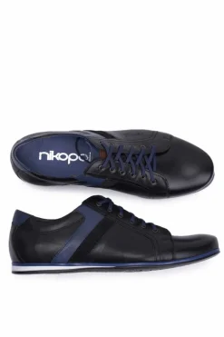 Online Półbuty Męskie Casual Skórzane Nikopol Czarne 1721 Męskie Półbuty Casual