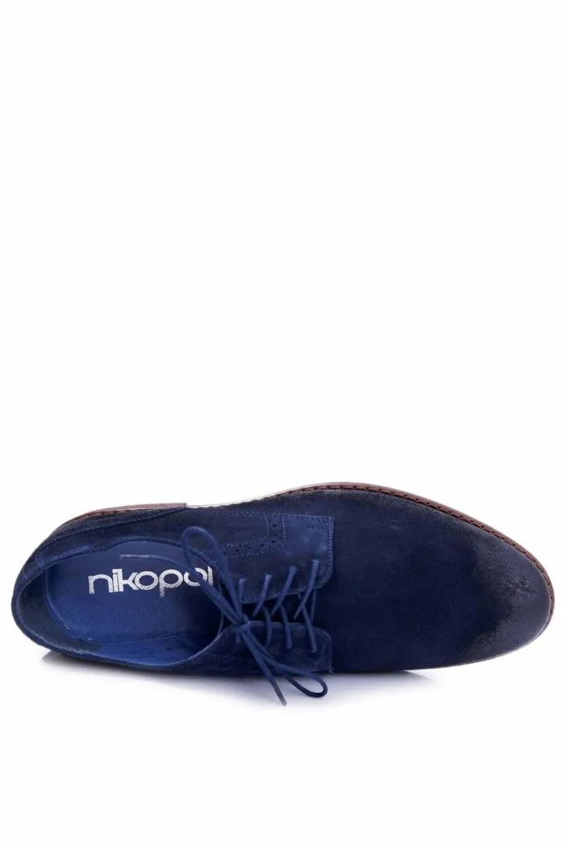 Półbuty Casual>Boto Półbuty Męskie Casual Skórzane Nikopol Granatowe Lajos