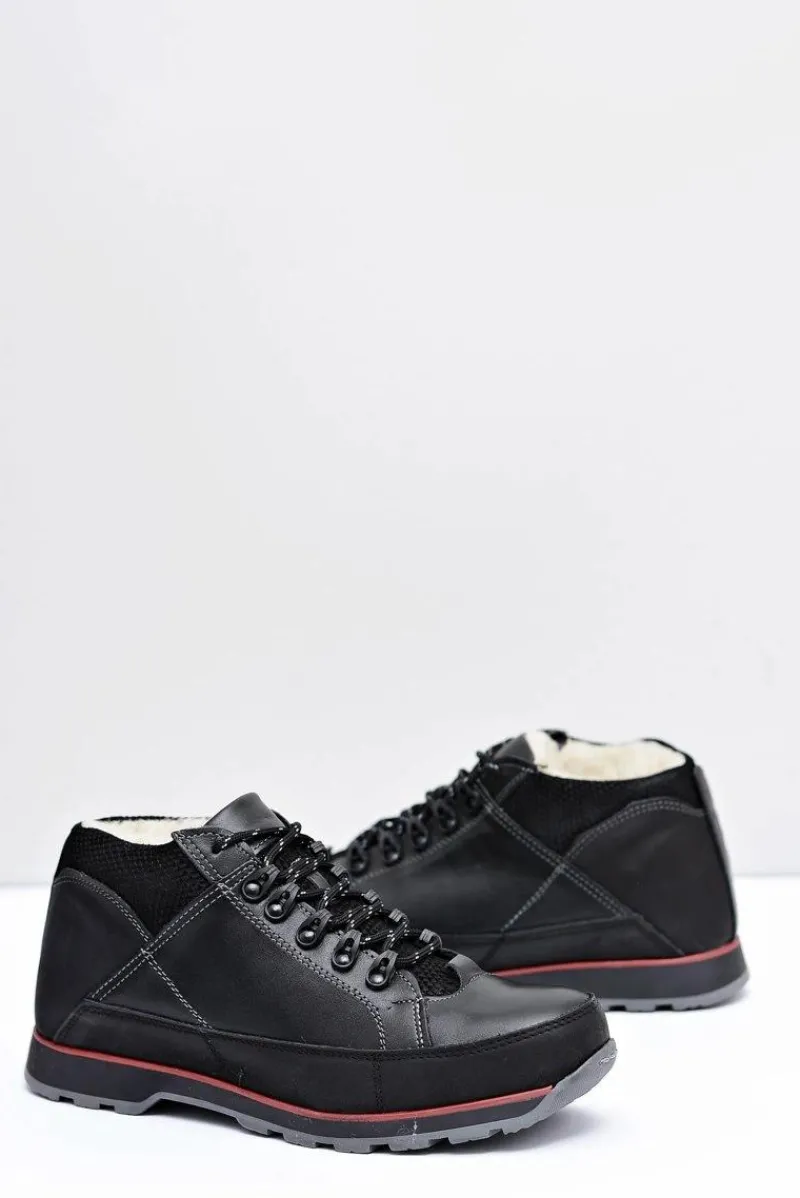 Sale Półbuty Męskie Czarne Ocieplane Trafer Męskie Botki Męskie