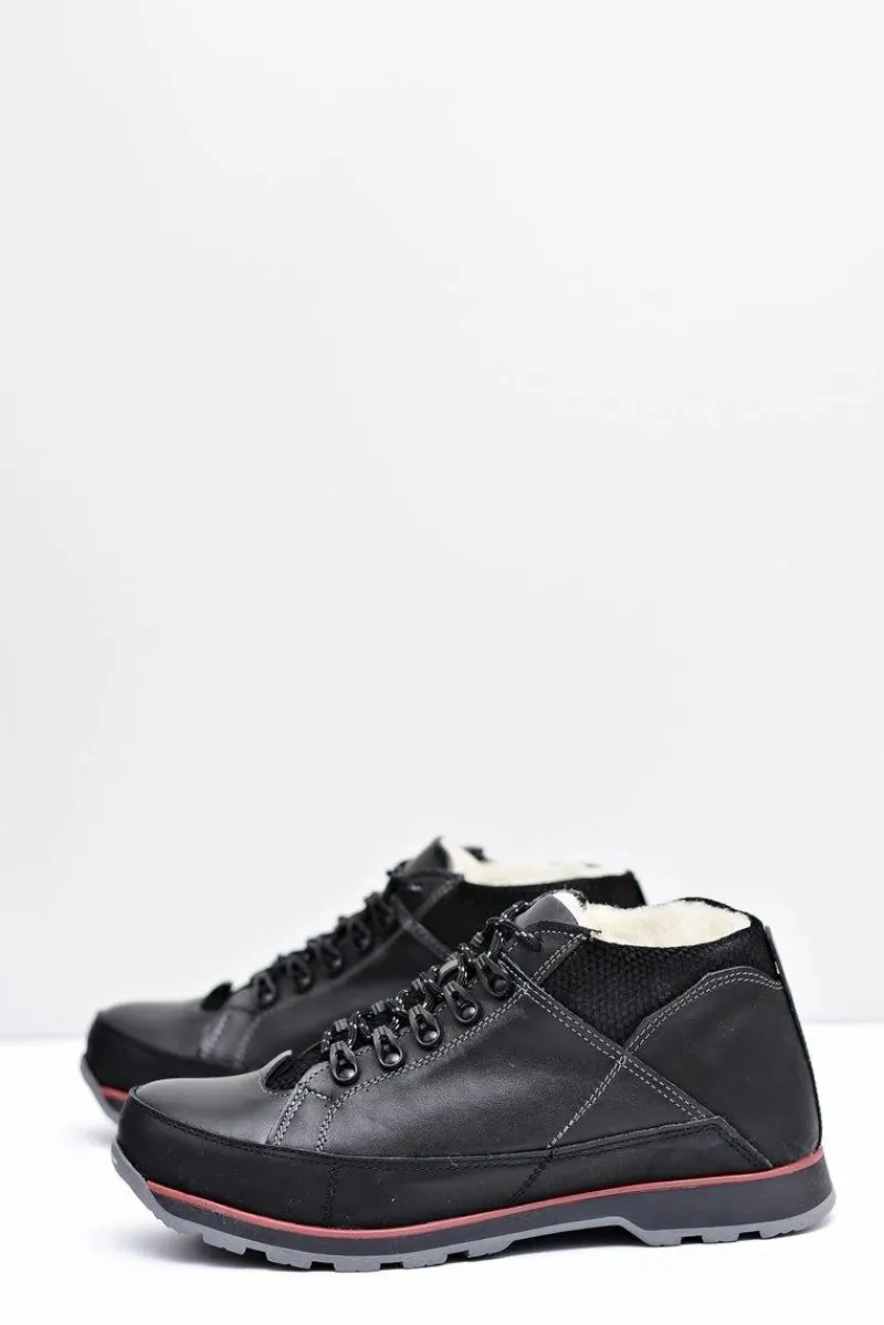 Sale Półbuty Męskie Czarne Ocieplane Trafer Męskie Botki Męskie