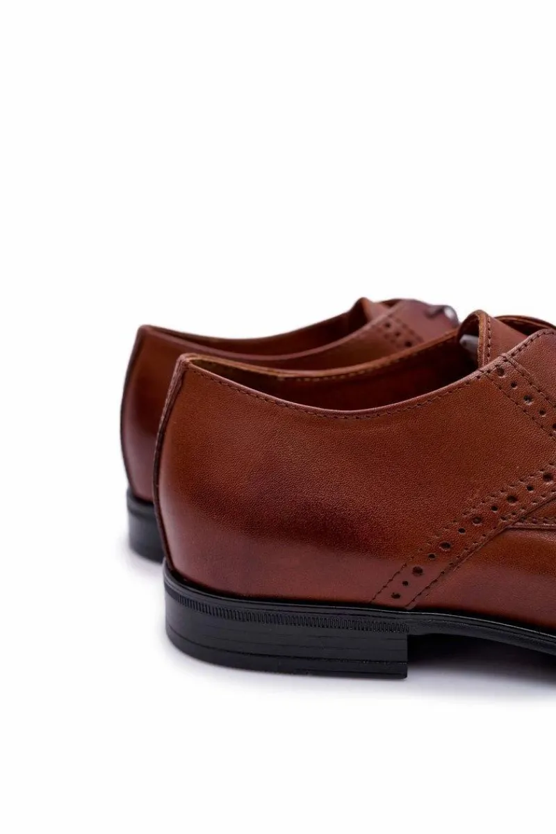 Clearance Półbuty Męskie Eleganckie Bednarek Skórzane Brązowe Westero Męskie Półbuty Eleganckie