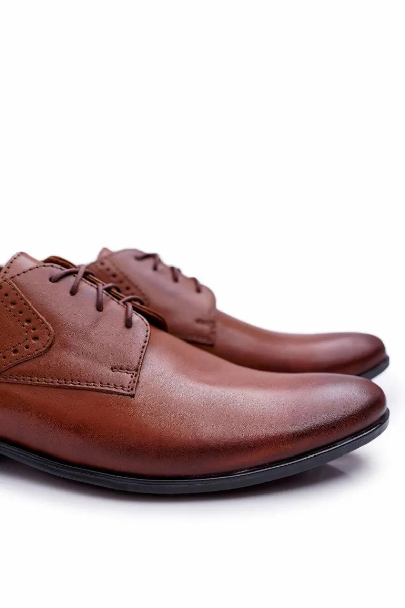 Clearance Półbuty Męskie Eleganckie Bednarek Skórzane Brązowe Westero Męskie Półbuty Eleganckie