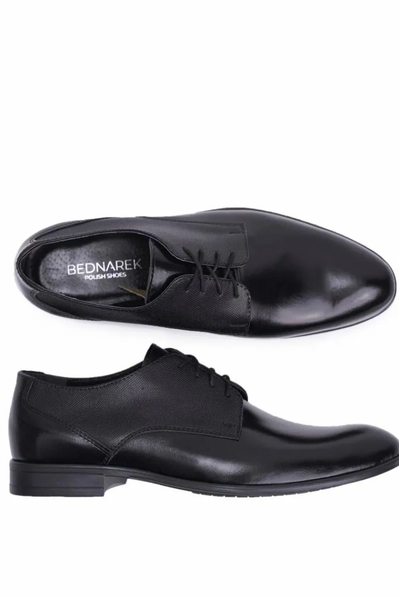 Półbuty Eleganckie>Boto Półbuty Męskie Eleganckie Bednarek Skórzane Czarne Jantar