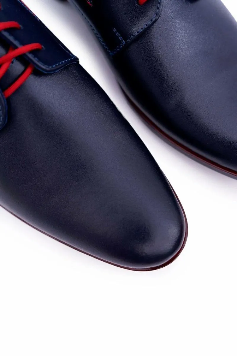 Półbuty Eleganckie>Boto Półbuty Męskie Eleganckie Skórzane Granatowe Menelaos