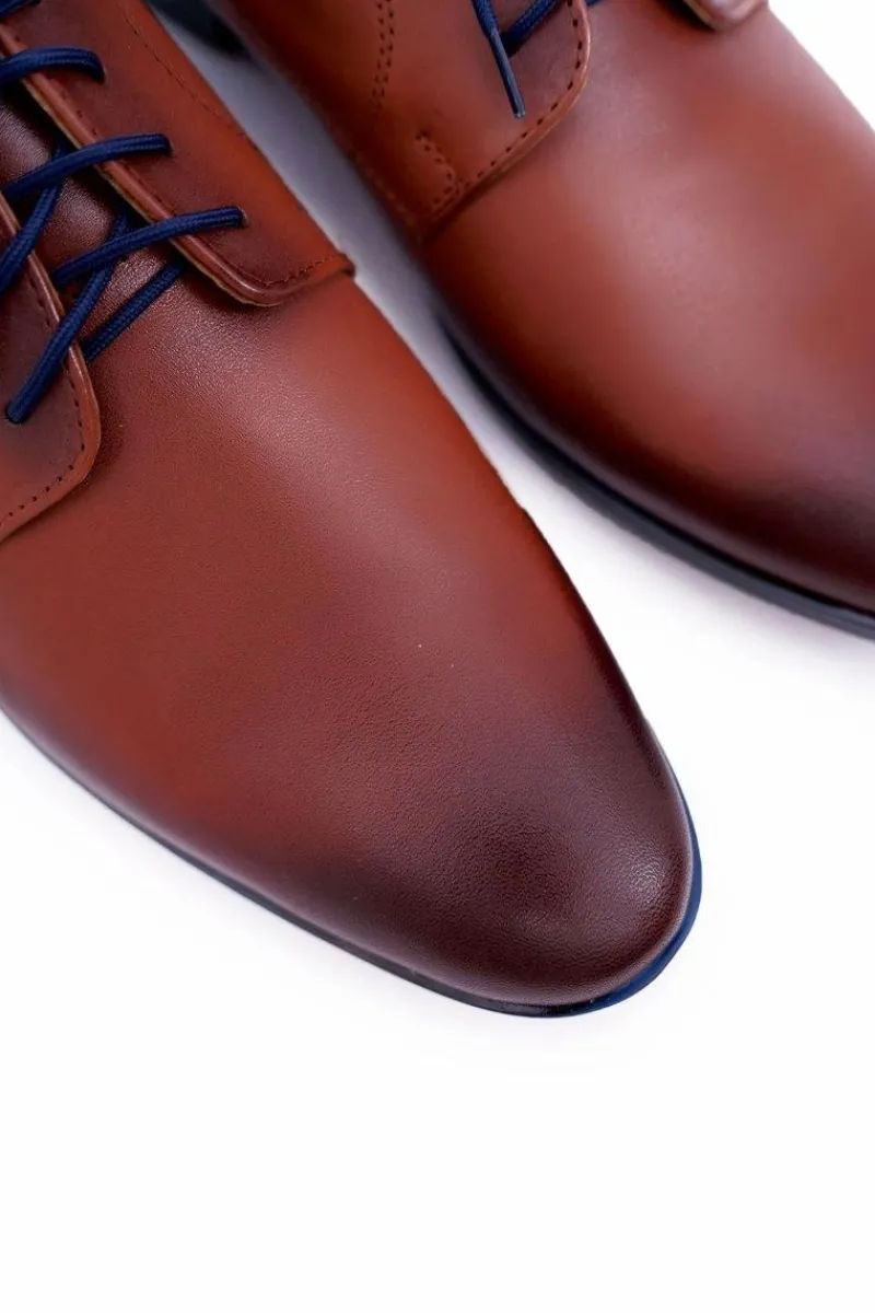 Online Boto Półbuty Męskie Eleganckie Skórzane Brązowe Menelaos