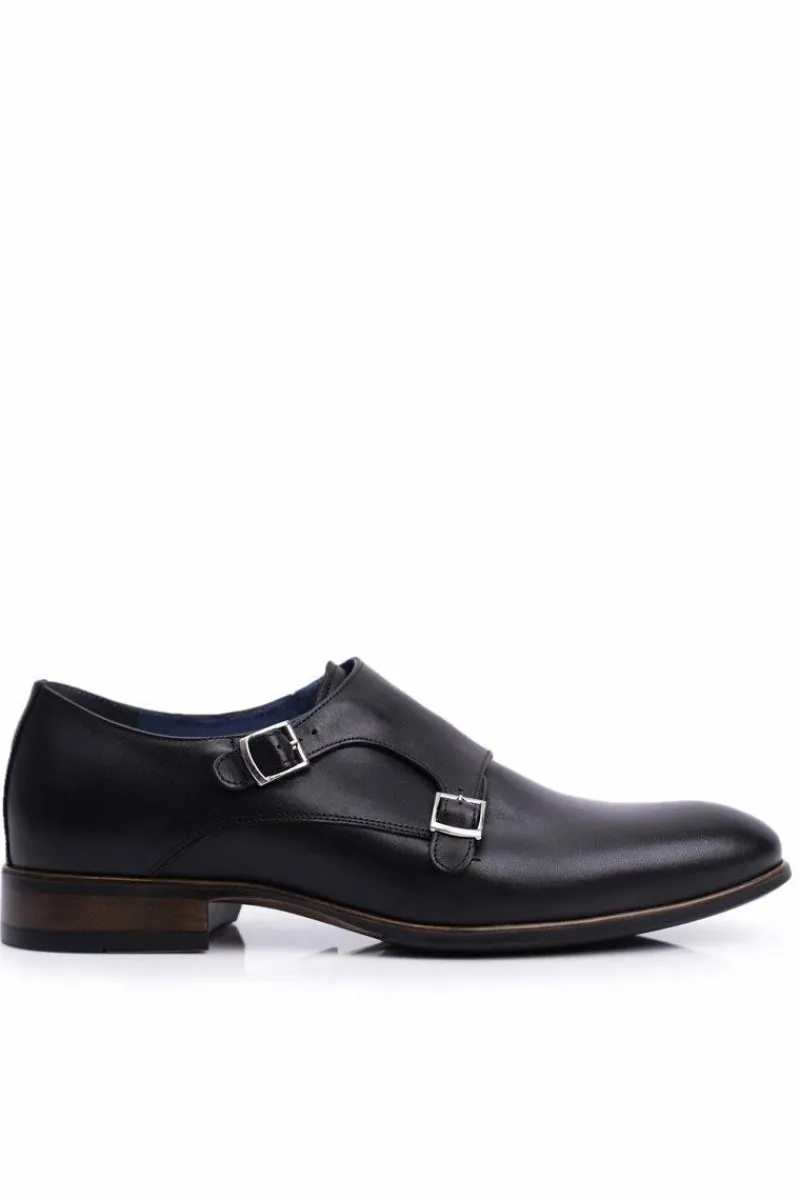 Półbuty Męskie Skórzane Monk Nikopol Czarne 1720 Męskie Półbuty Eleganckie