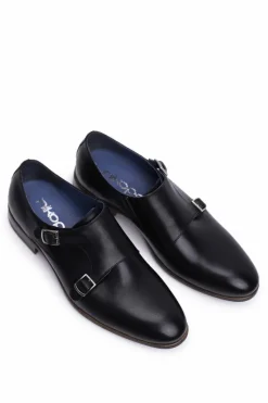 Półbuty Męskie Skórzane Monk Nikopol Czarne 1720 Męskie Półbuty Eleganckie