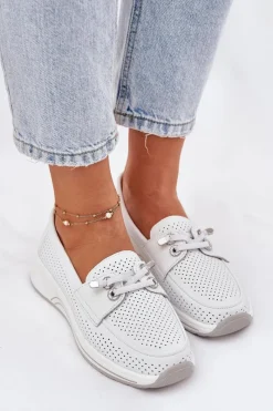 Buty Sportowe Na Platformie|Półbuty Skórzane></noscript>Artiker Półbuty Ze Skóry Naturalnej Na Platformie 56C2101 Białe Biały