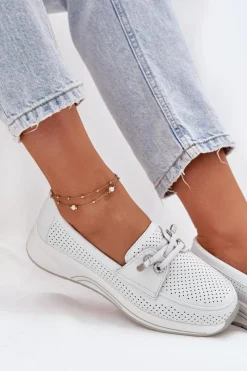 Buty Sportowe Na Platformie|Półbuty Skórzane></noscript>Artiker Półbuty Ze Skóry Naturalnej Na Platformie 56C2101 Białe Biały