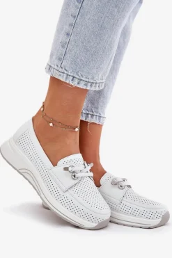 Buty Sportowe Na Platformie|Półbuty Skórzane></noscript>Artiker Półbuty Ze Skóry Naturalnej Na Platformie 56C2101 Białe Biały