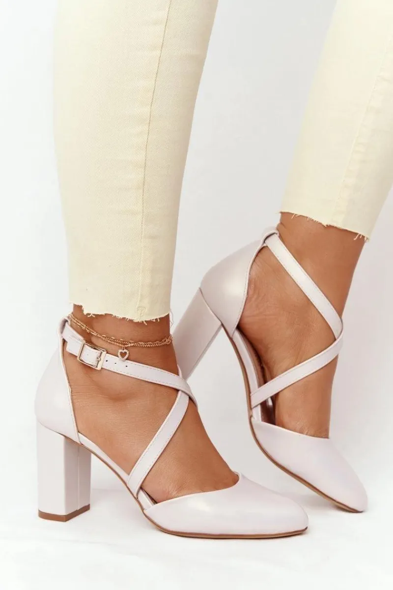 Czółenka Na Słupku>Buty Sergio Leone Perłowe Czółenka Na Słupku Sergio Leone SK863 Beżowe