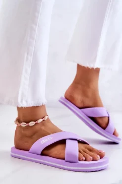 Klapki Damskie Big Star|Klapki Basenowe>Big Star Shoes Piankowe Damskie Klapki Big Star JJ274A340 Fioletowe