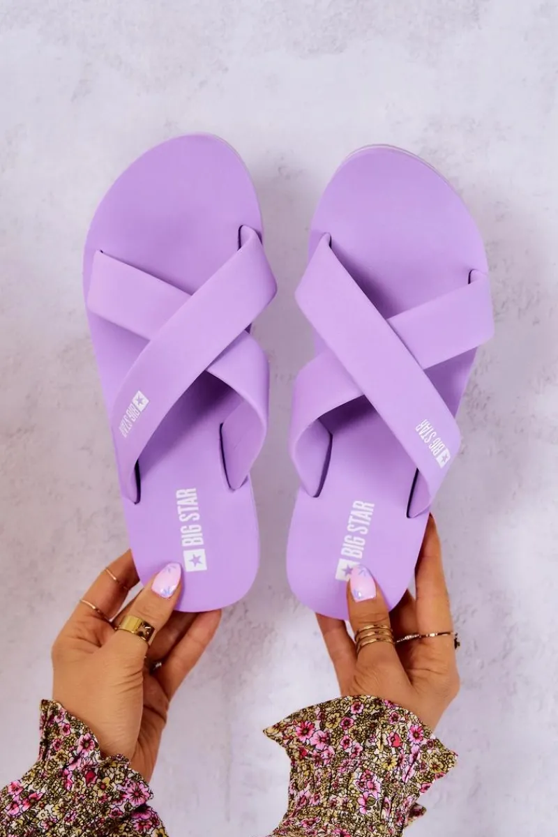 Klapki Damskie Big Star|Klapki Basenowe>Big Star Shoes Piankowe Damskie Klapki Big Star JJ274A340 Fioletowe