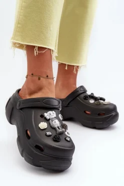 Discount Piankowe Damskie Lekkie Klapki Na Masywnej Podeszwie Czarne Matirra Damskie Klapki Na Platformie|Klapki Damskie Klasyczne