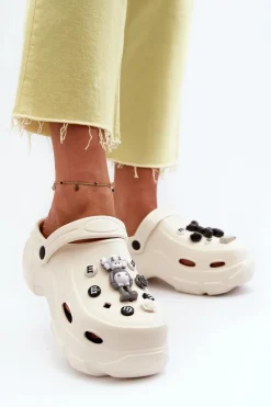 Online Boto Piankowe Damskie Lekkie Klapki Na Masywnej Podeszwie Białe Matirra