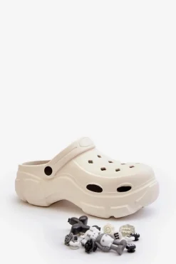 Online Boto Piankowe Damskie Lekkie Klapki Na Masywnej Podeszwie Białe Matirra