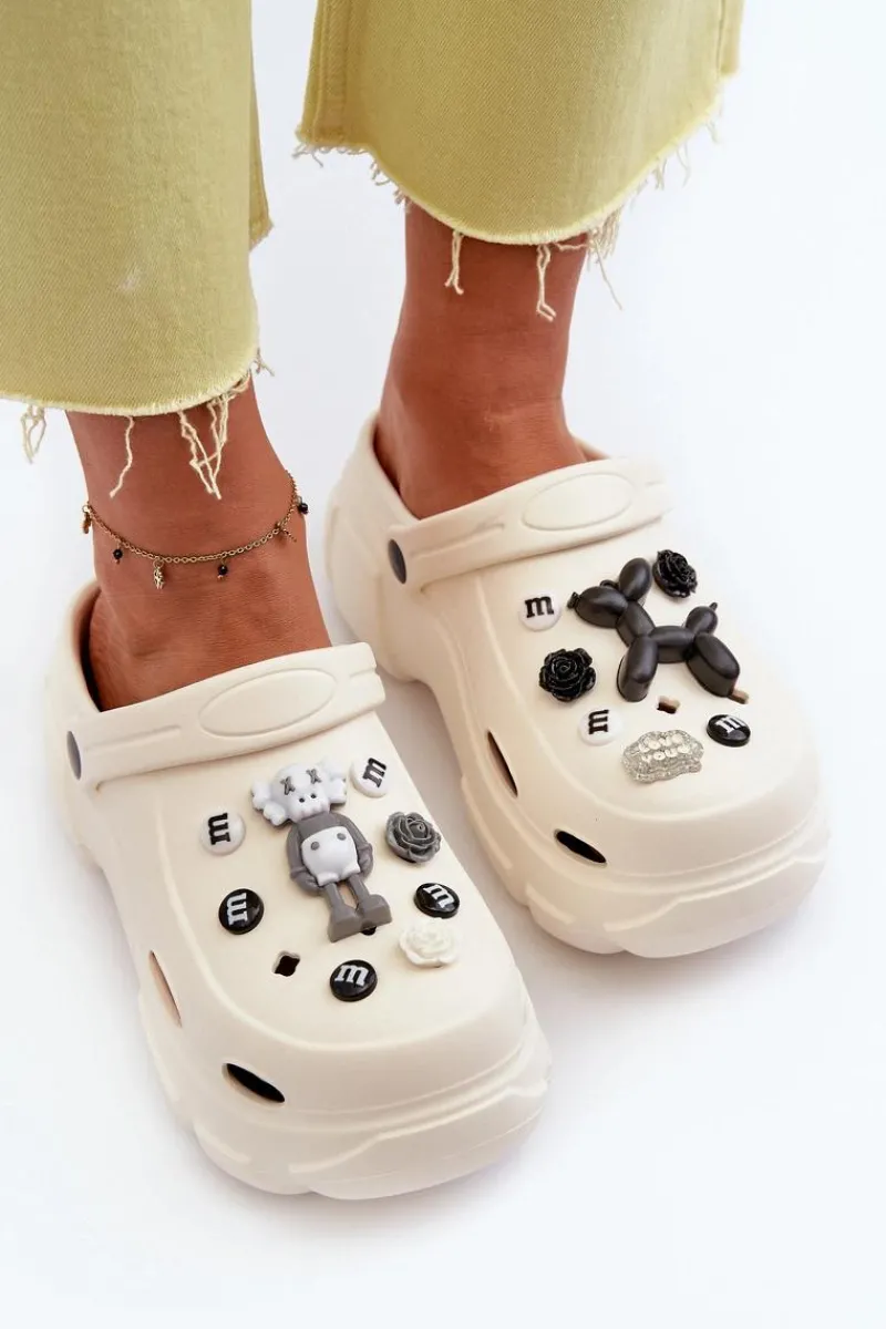 Online Boto Piankowe Damskie Lekkie Klapki Na Masywnej Podeszwie Białe Matirra