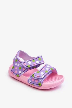Piankowe Dziecięce Lekkie Sandałki We Wzory Różowo-Fioletowe Malaga Dzieci Chłopięce|Dziewczęce