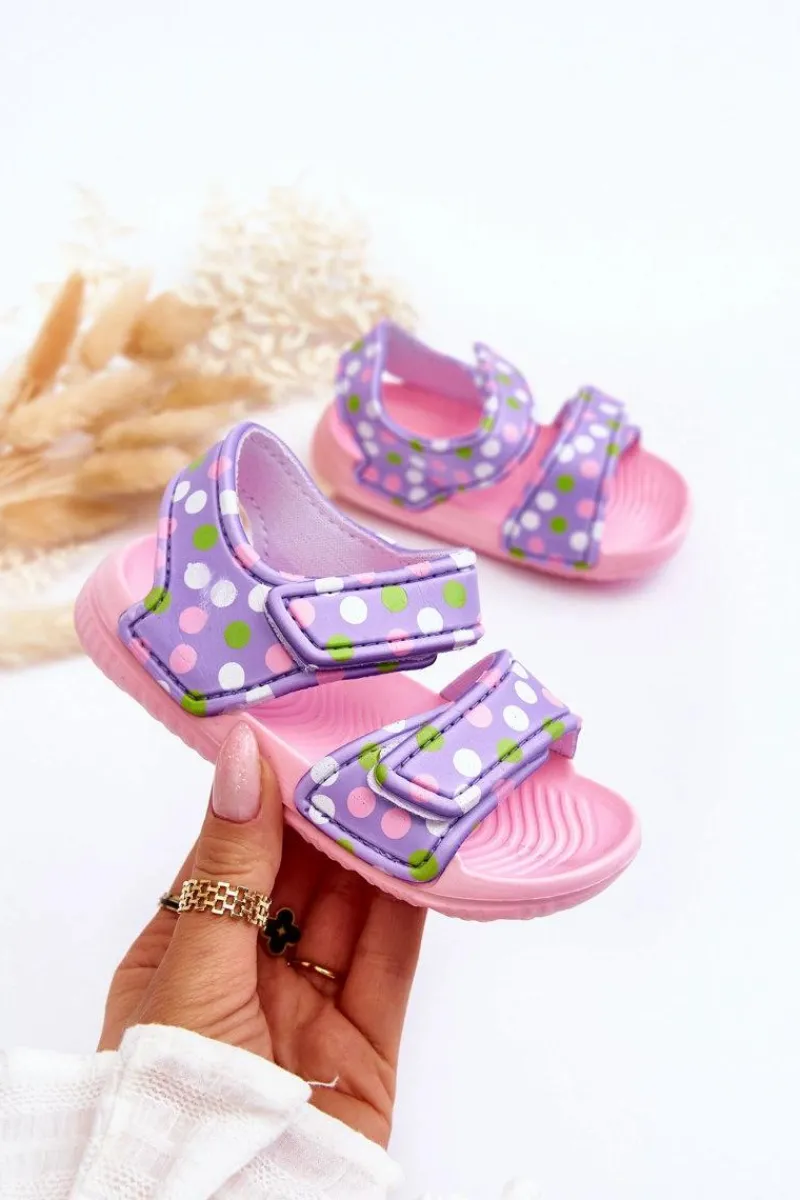 Piankowe Dziecięce Lekkie Sandałki We Wzory Różowo-Fioletowe Malaga Dzieci Chłopięce|Dziewczęce