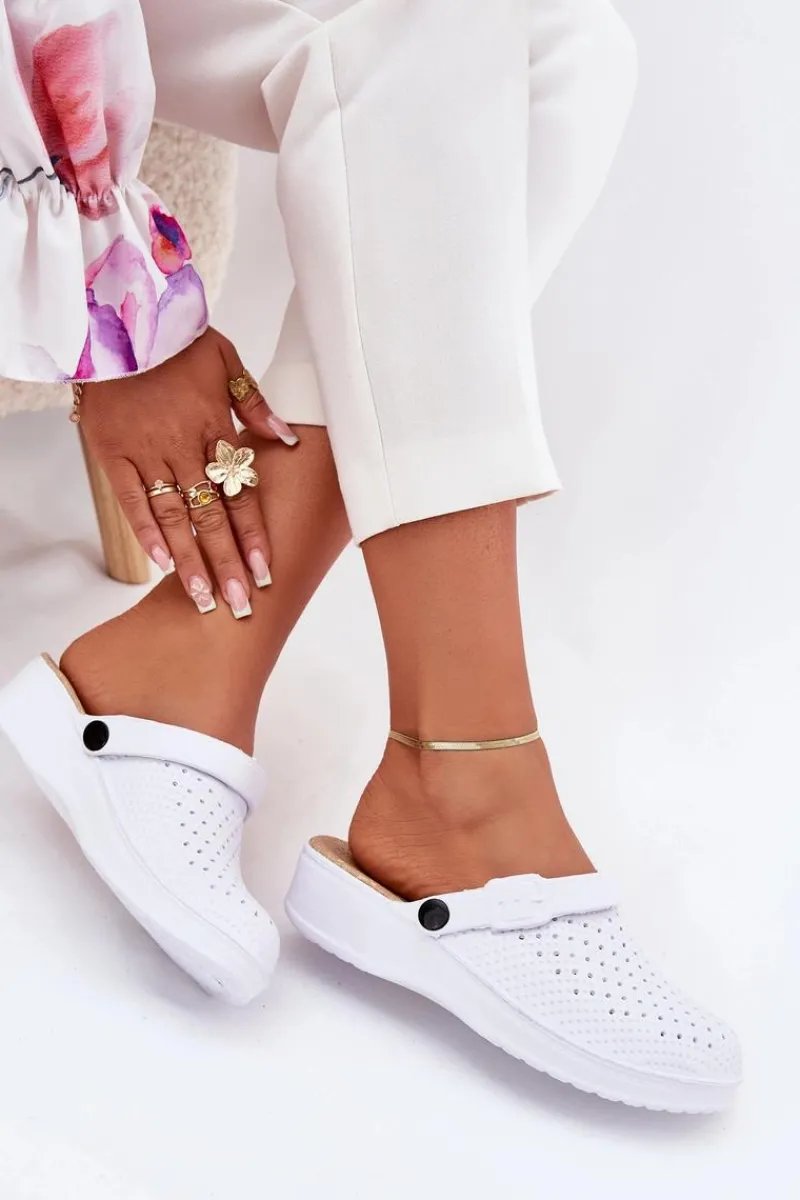 Klapki Basenowe|Klapki Na Platformie>Evento Piankowe Klapki Chodaki Damskie Białe Faylina Biały