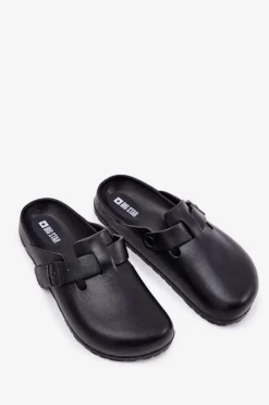 Klapki Męskie Klasyczne></noscript>Big Star Shoes Piankowe Klapki Chodaki Męskie Z Klamrą Big Star RR174A022 Czarne