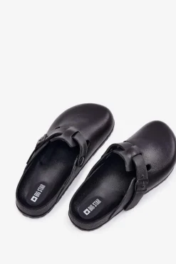 Klapki Męskie Klasyczne></noscript>Big Star Shoes Piankowe Klapki Chodaki Męskie Z Klamrą Big Star RR174A022 Czarne