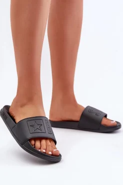 Outlet Piankowe Klapki Damskie Big Star OO274040 Czarne Damskie Klapki Damskie Big Star|Klapki Damskie Klasyczne