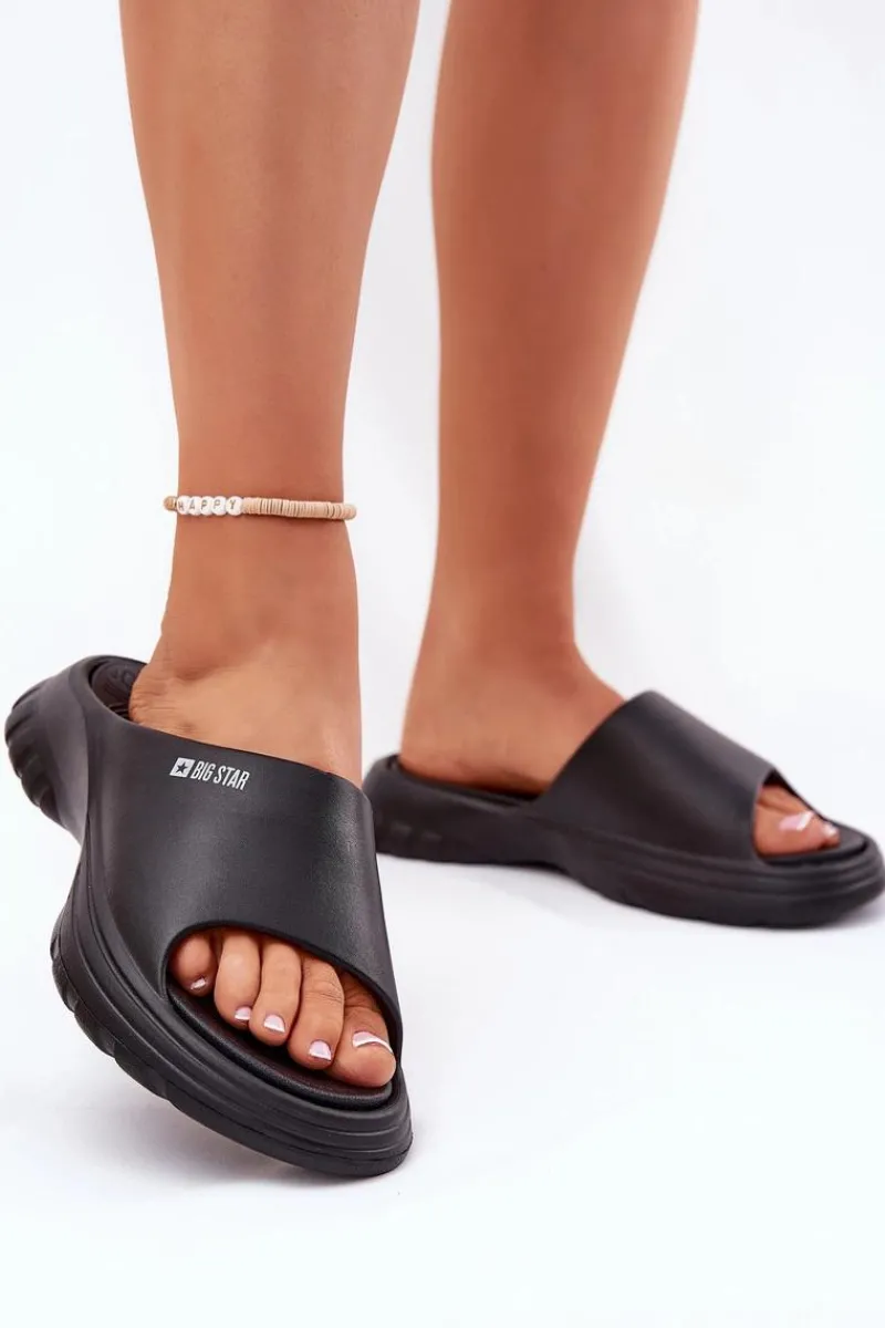 Big Star Shoes Piankowe Klapki Damskie Big Star RR274A577 Czarne Czarny