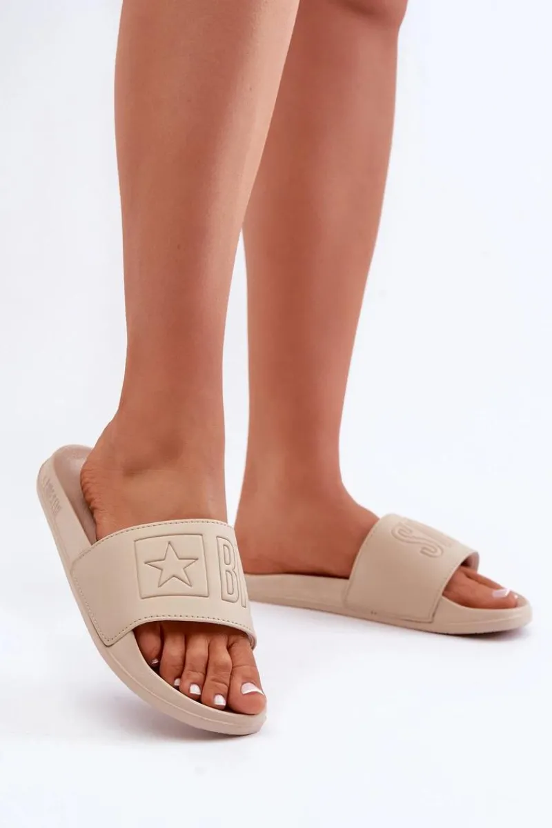 Big Star Shoes Piankowe Klapki Damskie Big Star OO274043 Beżowe Beżowy