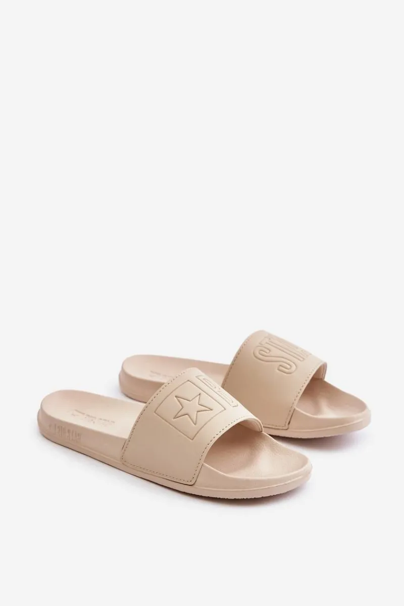Big Star Shoes Piankowe Klapki Damskie Big Star OO274043 Beżowe Beżowy