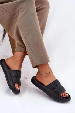 Piankowe Klapki Damskie MAYA SLIDER WOMEN LOW 50251016 Czarne Damskie Klapki Basenowe|Klapki Na Platformie