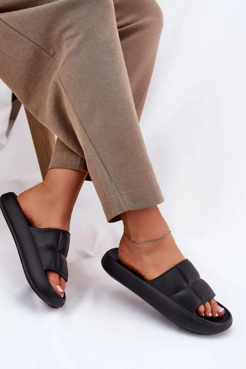 Piankowe Klapki Damskie MAYA SLIDER WOMEN LOW 50251016 Czarne Damskie Klapki Basenowe|Klapki Na Platformie