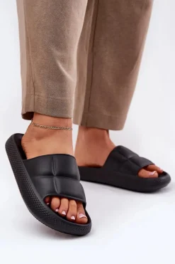 Piankowe Klapki Damskie MAYA SLIDER WOMEN LOW 50251016 Czarne Damskie Klapki Basenowe|Klapki Na Platformie