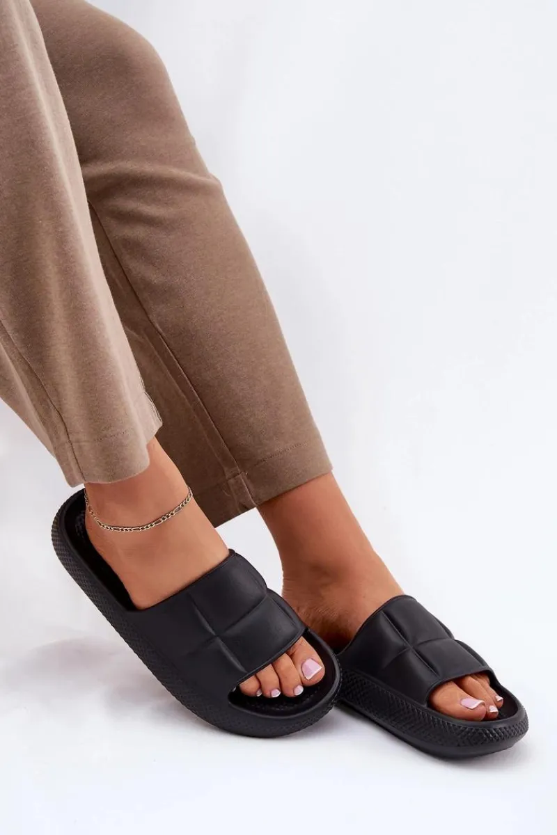 Piankowe Klapki Damskie MAYA SLIDER WOMEN LOW 50251016 Czarne Damskie Klapki Basenowe|Klapki Na Platformie