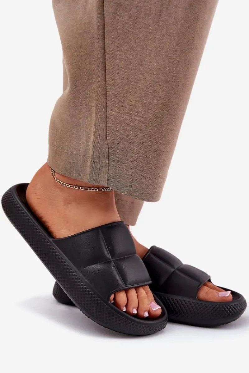 Piankowe Klapki Damskie MAYA SLIDER WOMEN LOW 50251016 Czarne Damskie Klapki Basenowe|Klapki Na Platformie