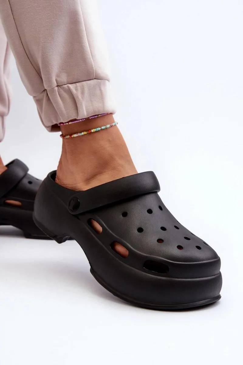 Sale Piankowe Klapki Damskie Na Masywnej Podeszwie Czarne Danollia Damskie Klapki Basenowe|Klapki Na Platformie