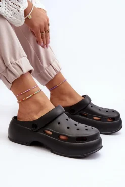 Sale Piankowe Klapki Damskie Na Masywnej Podeszwie Czarne Danollia Damskie Klapki Basenowe|Klapki Na Platformie