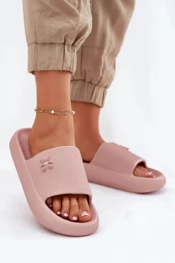 Outlet Buty damskie Vinceza Piankowe Klapki Damskie Na Platformie Z Misiem Vinceza 75210 Różowe Różowy