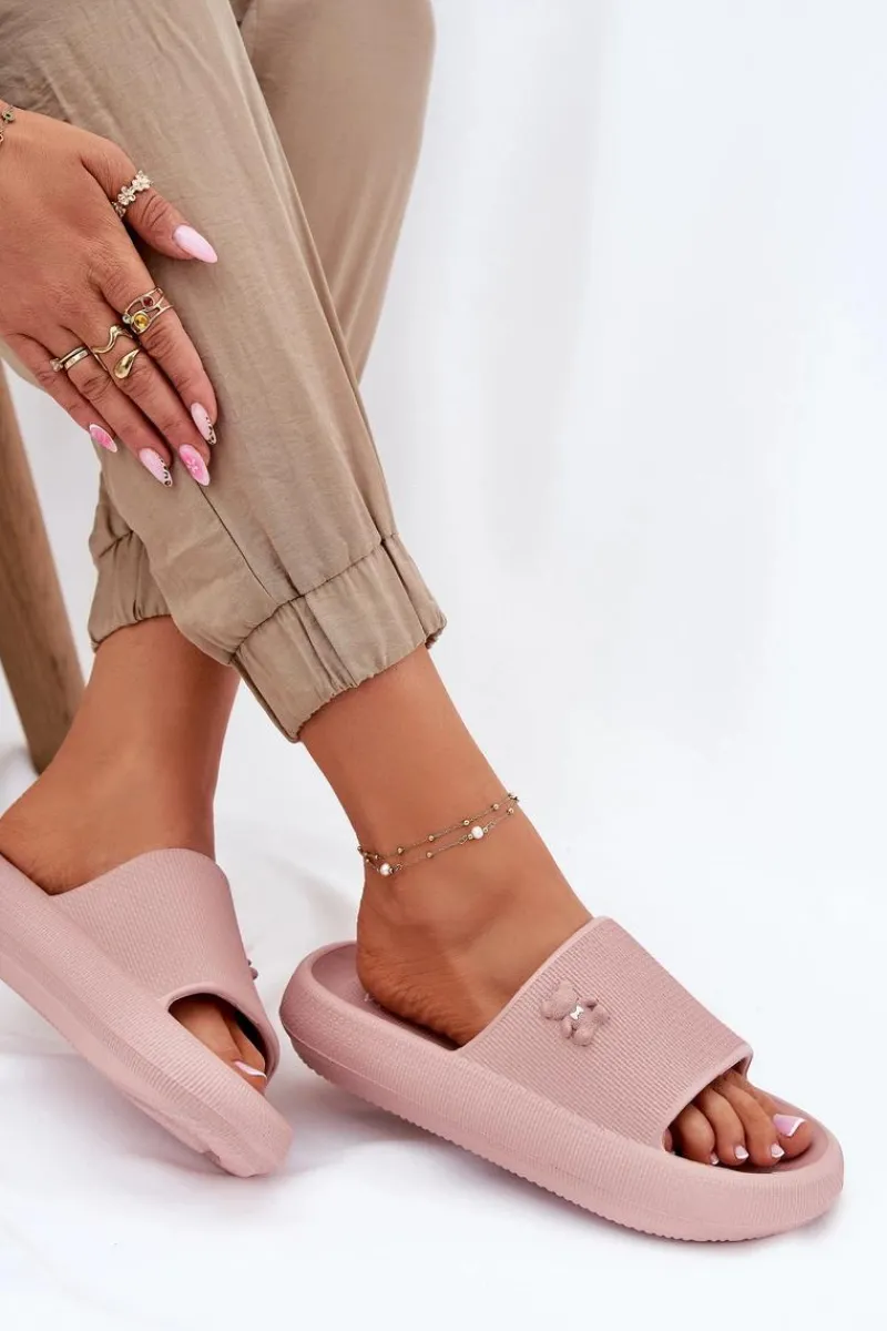 Outlet Buty damskie Vinceza Piankowe Klapki Damskie Na Platformie Z Misiem Vinceza 75210 Różowe Różowy