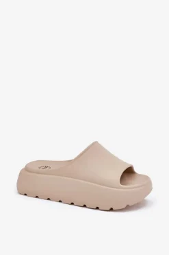 Discount Evento Piankowe Klapki Damskie Na Platformie Beżowe Xalvania Beżowy